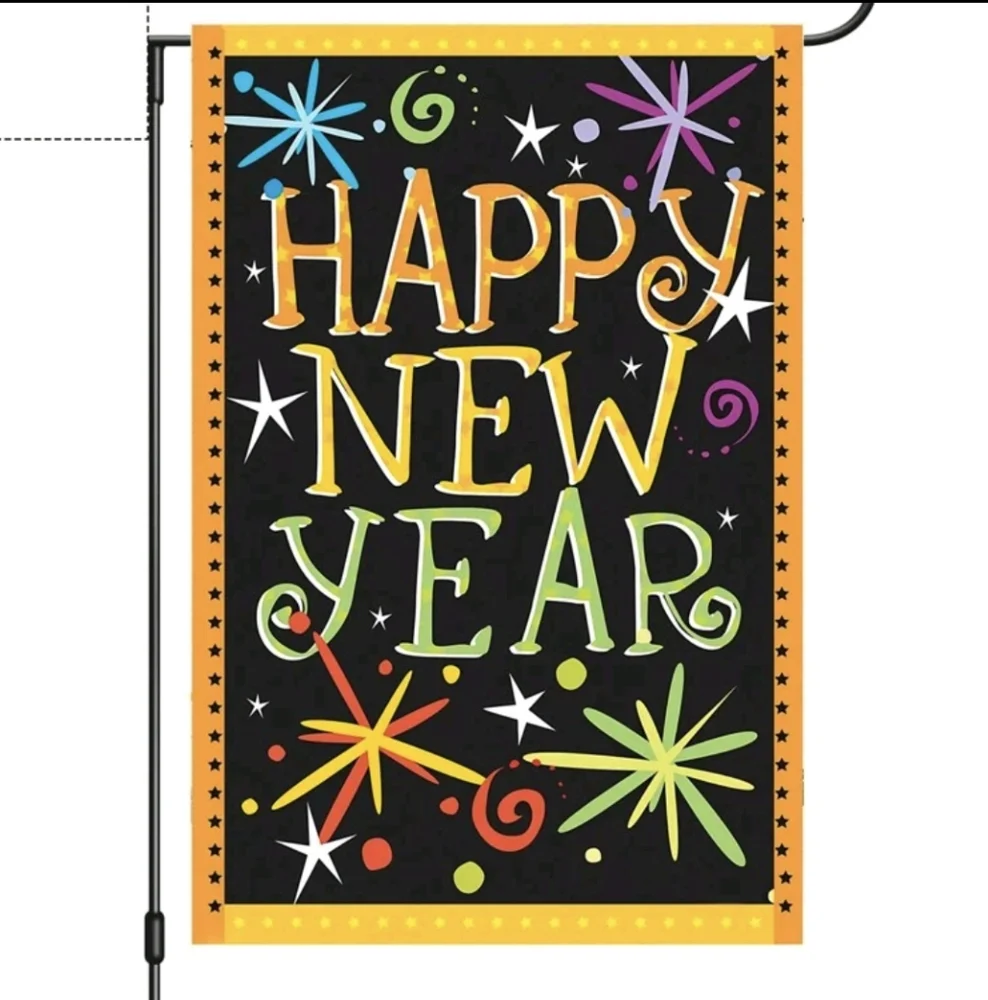🐾 2 for $12 Vibrant Happy New Year Garden Flag